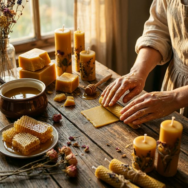 Creazione artigianale di candele in cera d'api a Mendrisio